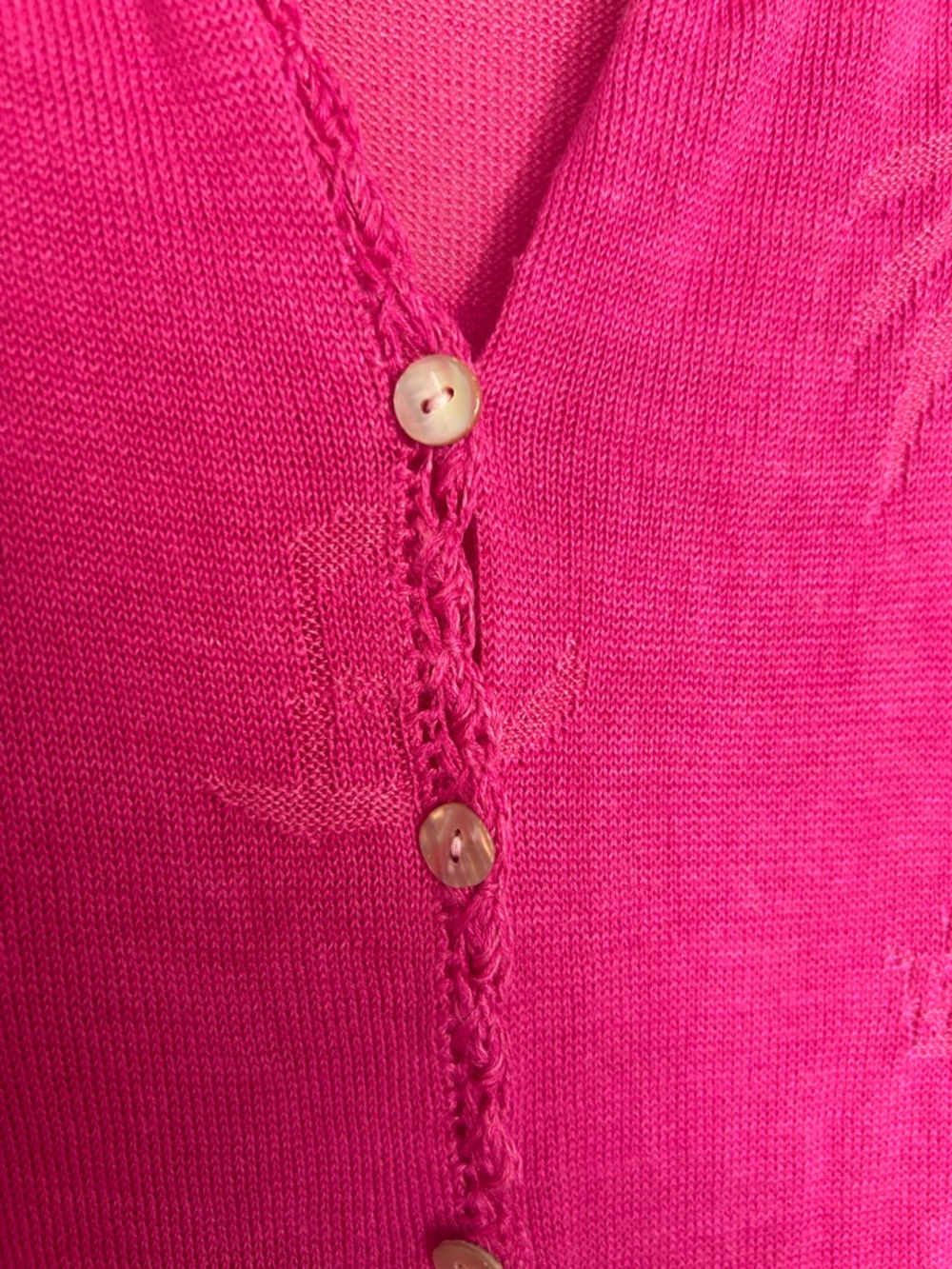 Tommy Bahama Hot Pink Palm Jacquard Button-Front Cardigan - Picture 4 of 6